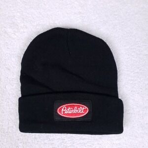 Peterbilt Beanie Hat Unisex OSFA Knit Cuffed Black Red Logo Trucker Workwear